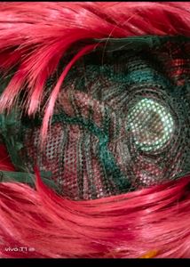 Red Korean Hair Full Head Wig With Adjustable Stra