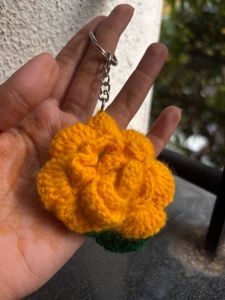 Handmade Crochet Flower Keychain 🌼🧡🧶