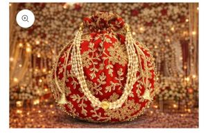 Red Embroidered Potli Bag