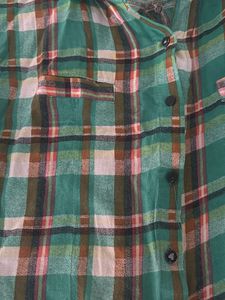Green Plaid Button-Up Shirt