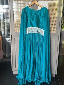 Teal Ethnic Gown with Tassel Detail