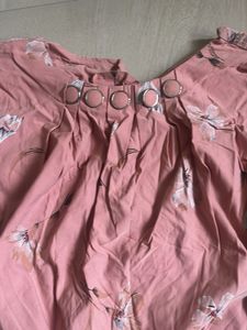 Chic Pink Floral Smocked Top