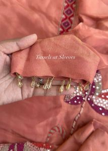 Pure Chinon Chanderi Silk Handwork 3 Piece Suit Se