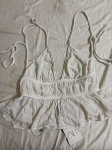 White Flowy Peplum Top