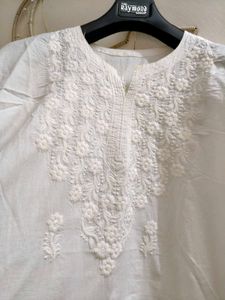 White Embroidered Chikankari Kurta 44