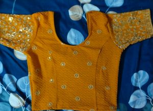 Mustard Embellished Readymade Blouse