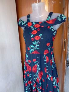 Floral Print Cold Shoulder Dress