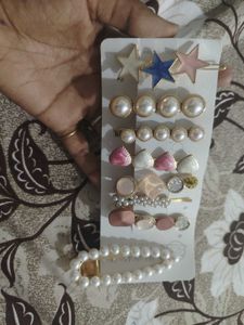 Assorted Pearl &amp; Star Hair Clips Set