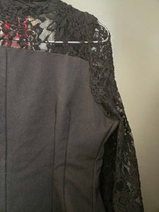 Elegant Black Lace Sleeve Blazer