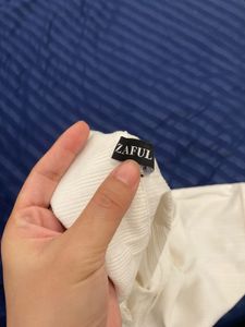 Zaful Ribbed Collared Crop Top
