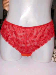 Premium Vibrant Red Floral Mesh Lace Bikini Panty