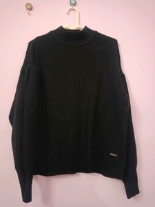 Chic Black Turtleneck Knit Sweater