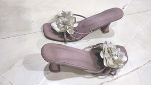 Floral Detail Heeled Mules