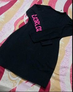 Black Graphic Long Sleeve Mini Dress
