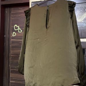 Olive Green Ruffle Top