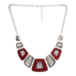 Chunky Red and Silver Statement Necklace