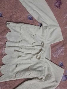 Chic Scalloped White Textured Top