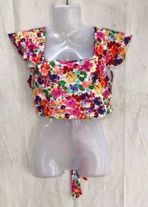 I. Floral Print Crop Top