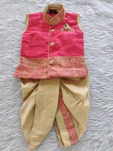 Pink And Golden Kurta Set ( Boys) | Chest 20| Leng