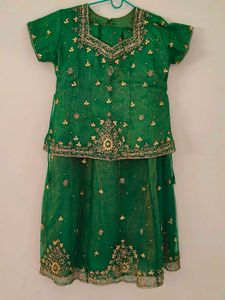 Green &amp; Gold Embellished Indian Dress
