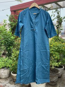 Teal Blue Printed Kurta