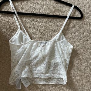 Bershka White Lace Crop Top