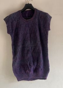 Unisex Purple Half Sleeves Sweater
