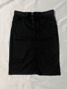 Classic Black Denim Skirt