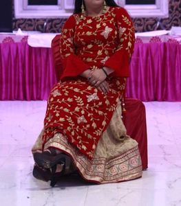 Embroidered Red Kurta  velvet  ⚠️