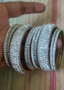 White Stone Bangle Set