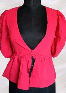 Vibrant red Peplum Top best offer sale