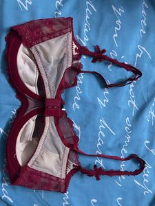 Lace Trimmed Red Bra