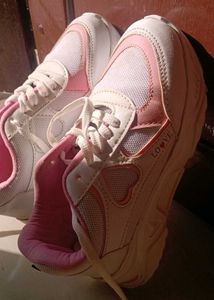 Cute Pink &amp; White Love Sneakers