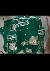Emerald Green Embroidered Saree