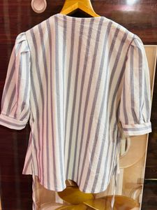 Chic Striped Puff Sleeve Top