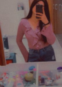 H&amp;M Pink Ruffle Front Top