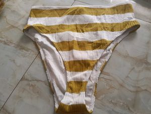 Striped High-Waisted Bikini Bottom