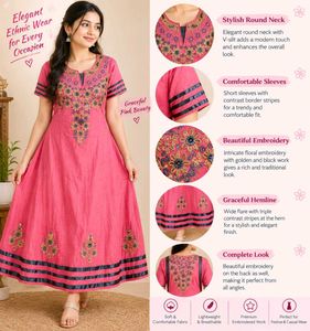 Heavy Work Pink Anarkali L size