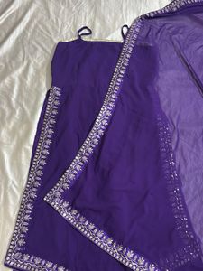 royal Purple Palazzo Pants with Embellishment