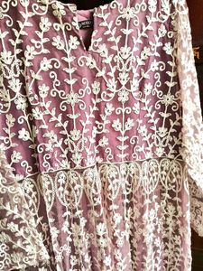 Floral Embroidered Anarkali Suit with Pants