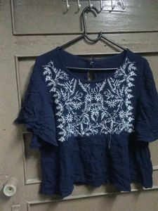 Embroidered Blue Top