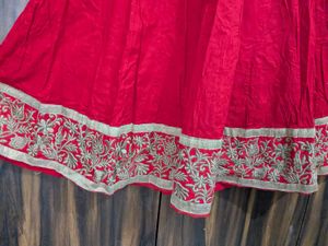 Red Embroidered Anarkali Kurta Set
