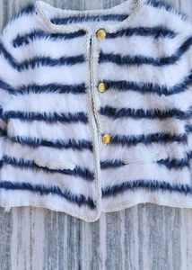 Striped Faux Fur Jacket