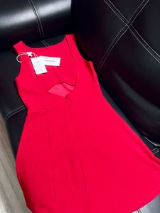 Red backless mini dress