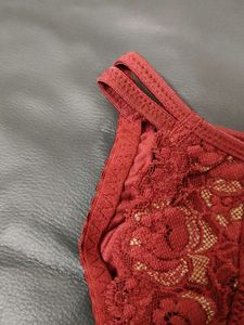 Red Lace Trim Bikini Briefs
