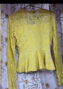Stunning Yellow Lace Peplum Top