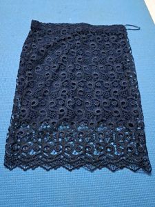 Elegant Navy Lace Skirt