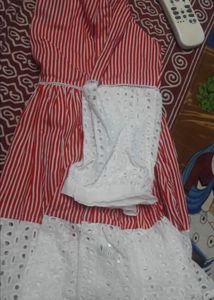 Red And white Striped Top For Women
