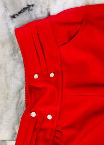 Vibrant Red Wide-Leg Trousers