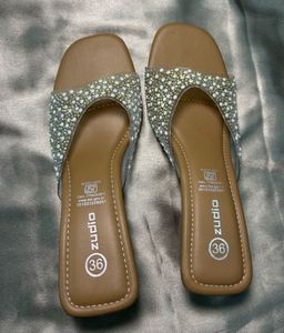 Sparkling Embellished Flat Sandals